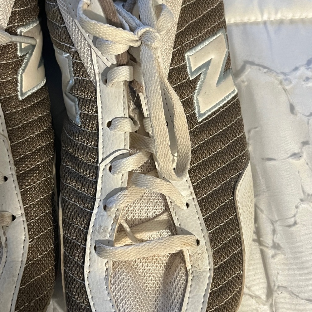 Brown and White New Balance Flat